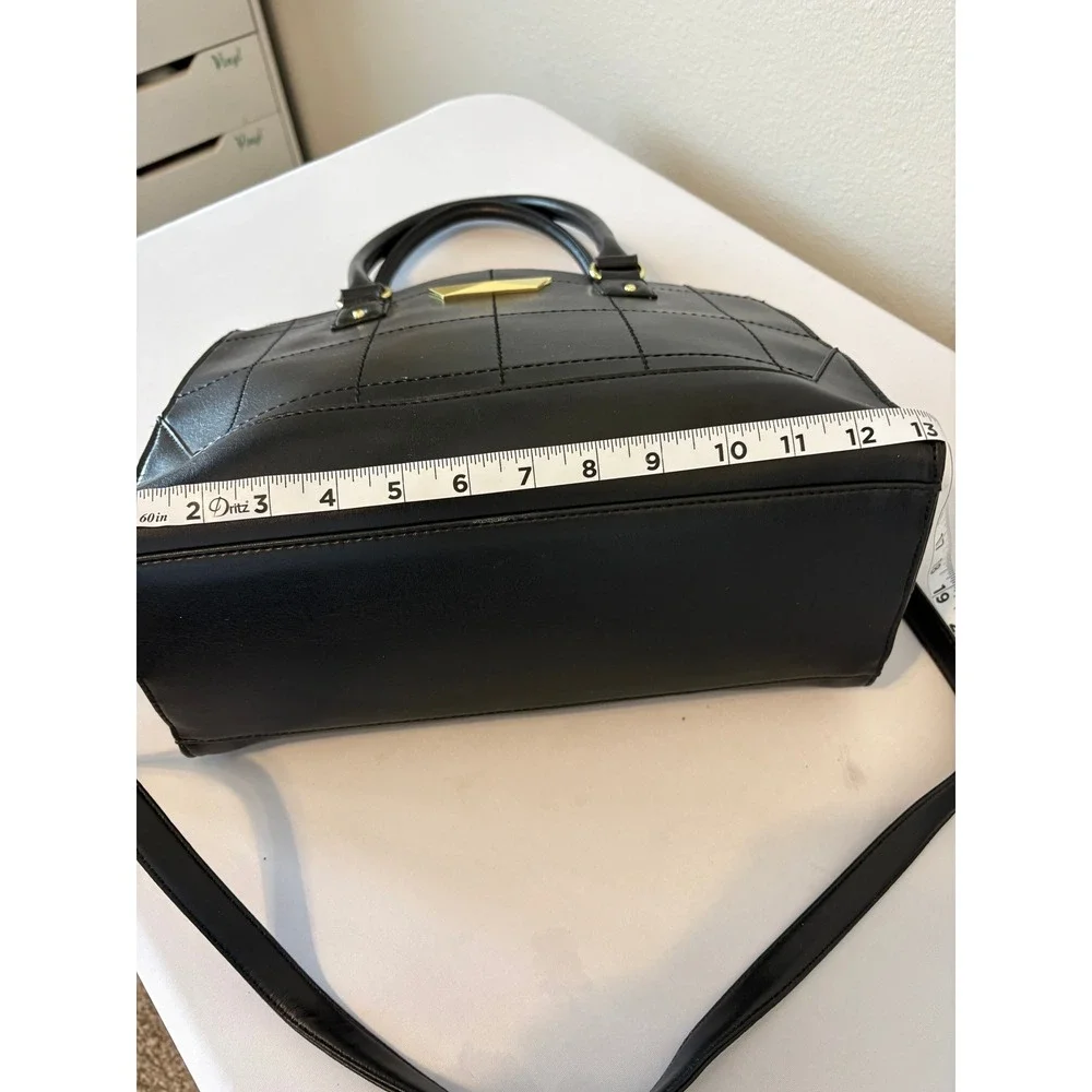 Nicole by Nicole Miller New York Black Quilted Satchel Crossbody Bag Minimalist